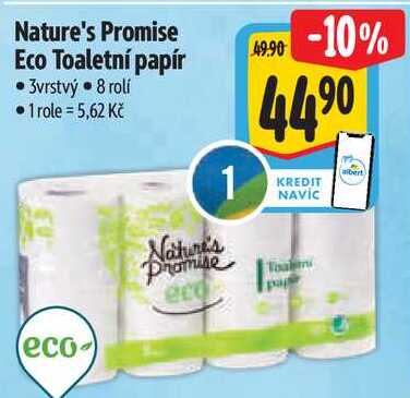 Nature's Promise Eco Toaletní papír, 8 rolí 