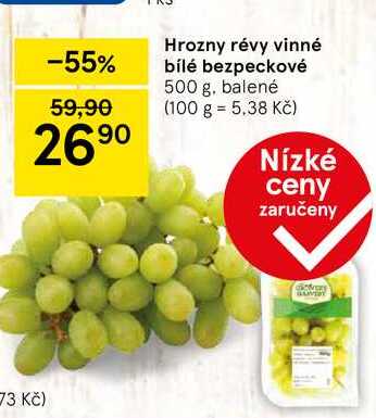 Hrozny révy vinné bílé bezpeckové, 500 g, balené