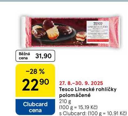 Tesco Linecké rohlíčky polomáčené, 210 g  