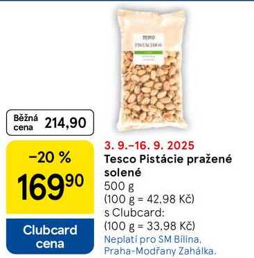Tesco Pistácie pražené solené, 500 g 