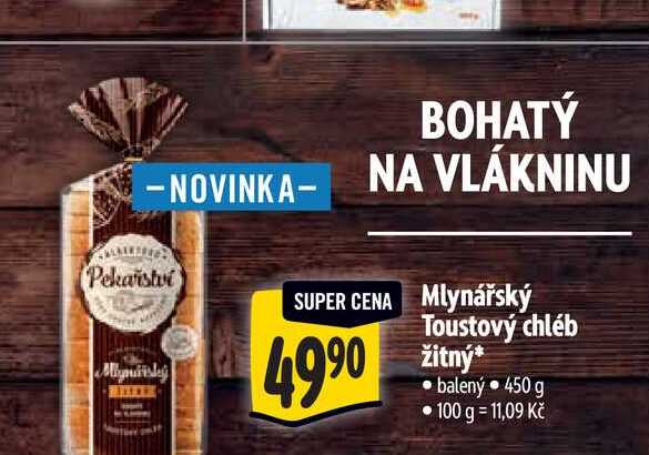   Mlynářský Toustový chléb žitný 450 g