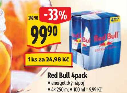  l Red Bull 4pack • energetický nápoj 4× 250 ml