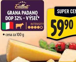 GRANA PADANO DOP 32%-VÝSEČ, cena za 100 g