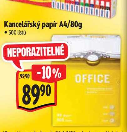 Kancelářský papír A4/80g  500 listů  