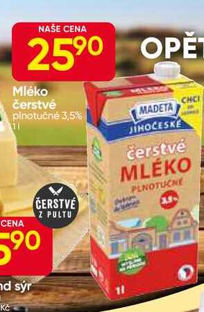 MADETA ČERSTVÉ MLÉKO PLNOTUČNÉ 1L