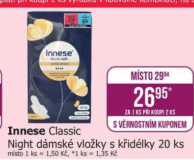 Innese Classic Night dámské vložky s křidélky 20 ks 