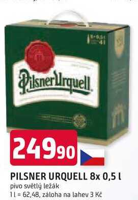 Pilsner Urquell Pivo ležák světlý 8 x 0,5l 