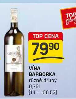 VÍNA BARBORKA různé druhy 0,75l
