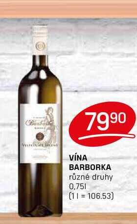 VÍNA BARBORKA různé druhy 0,75l