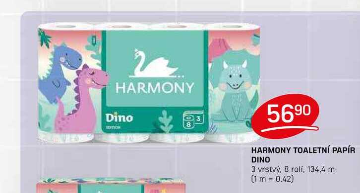 HARMONY TOALETNÍ PAPÍR DINO 3 vrstvý, 8 rolí