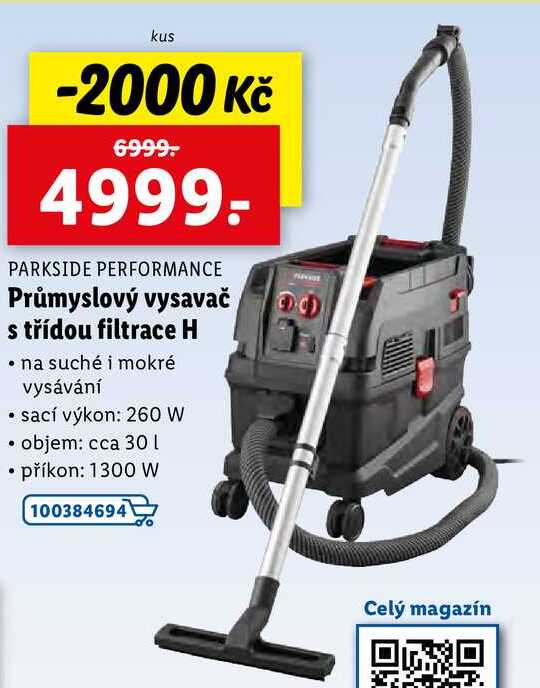 Průmyslový vysavač s třídou filtrace H 