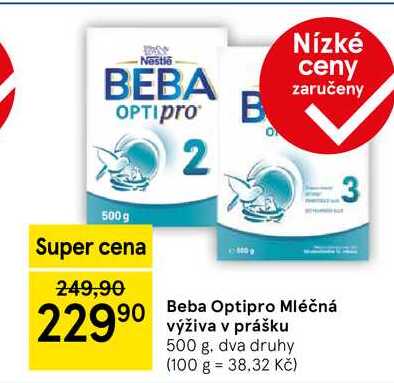 Beba Optipro Mléčná výživa v prášku, 500 g 