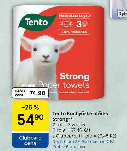 Tento Kuchyňské utěrky Strong, 2 role. 3 vrstvy 