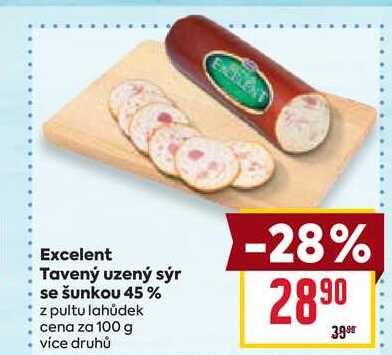 Excelent Tavený uzený sýr se šunkou 45% z pultu lahůdek cena za 100 g 