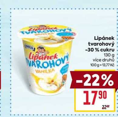 Lipánek tvarohový -30% cukru 130 g 