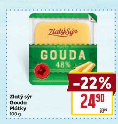 Zlatý sýr Gouda Plátky 100 g 