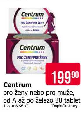 Centrum pro ženy nebo pro muže, od A až po železo 30 tablet 