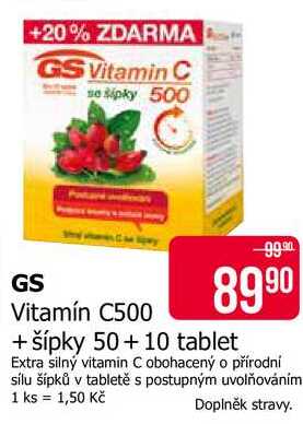 GS Vitamín C500 +šípky 50+10 tablet 