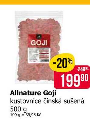 Allnature Goji kustovnice čínská sušená 500 g 