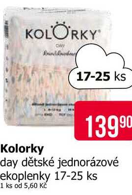 Kolorky day dětské jednorázové ekoplenky 17-25 ks 