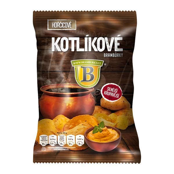 Originální hospodské brambůrky Kotlíkové brambůrky s příchutí hořčice