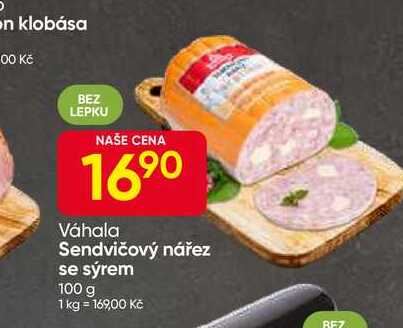 Sendvičový nářez se sýrem 100 g 