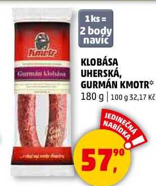 KLOBÁSA Molla UHERSKÁ, GURMÁN KMOTR, 180 g 