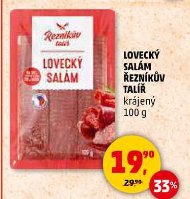 LOVECKÝ SALÁM SALAM ŘEZNÍKŮV TALÍŘ krájený, 100 g 