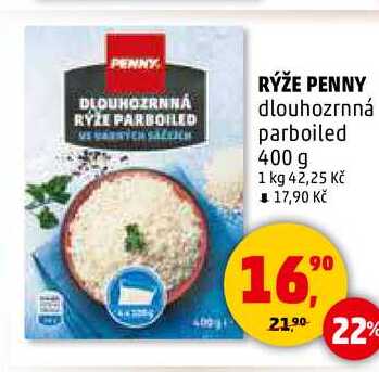RÝŽE PENNY dlouhozrnná parboiled, 400 g 