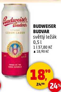 BUDWEISER BUDVAR světlý ležák, 0,5l 