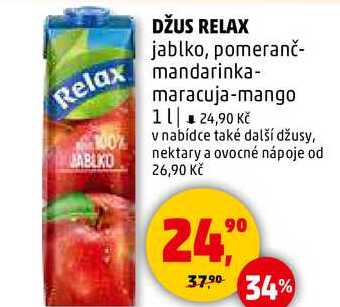 DŽUS RELAX jablko, pomeranč- mandarinka- maracuja-mango, 1 l 