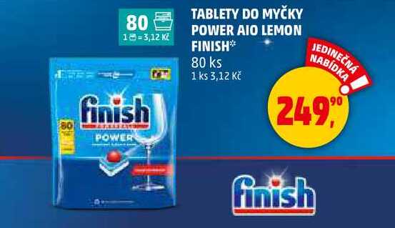 TABLETY DO MYČKY POWER AIO LEMON FINISH, 80 ks 
