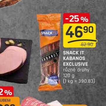 SNACK IT KABANOS EXCLUSIVE různé druhy 120 g 