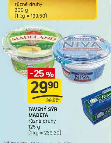 TAVENÝ SÝR MADETA různé druhy 125 g