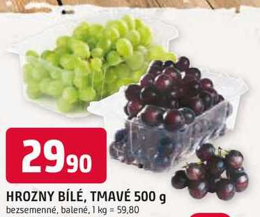 HROZNY BÍLÉ, TMAVÉ 500 g bezsemenné, balené