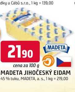 MADETA JIHOČESKÝ EIDAM 45% tuku, 100g