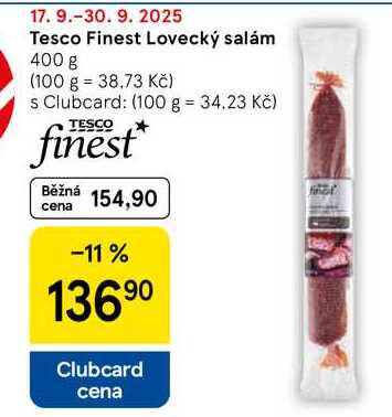 Tesco Finest Lovecký salám, 400 g  