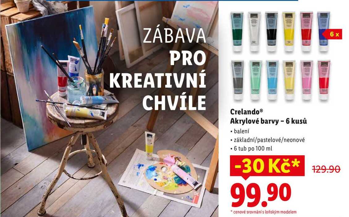 Crelando Akrylové barvy - 6 kusů 