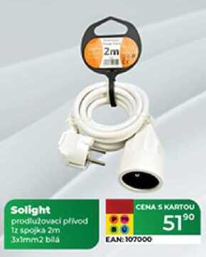Solight prodlužovaci privod 1z spojka 2m 3x1mm2 bílá 2m 