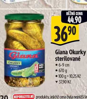  Giana Okurky sterilované 6-9 cm 670 g  
