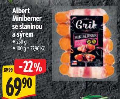 Albert Miniberner se slaninou a sýrem, 250 g 