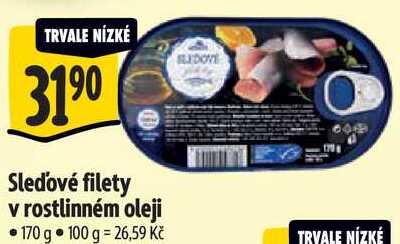 Sleďové filety v rostlinném oleji, 170 g 