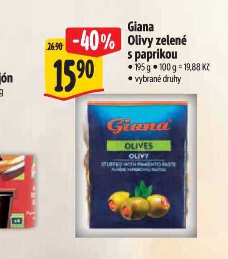  Giana Olivy zelené s paprikou 195 g 