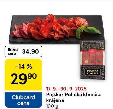 Pejskar Polická klobása krájená, 100 g 