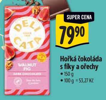 Hořká čokoláda s fíky a ořechy, 150 g