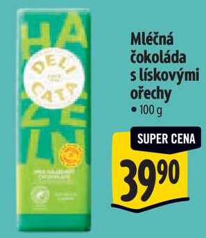 Mléčná čokoláda s lískovými ořechy, 100 g