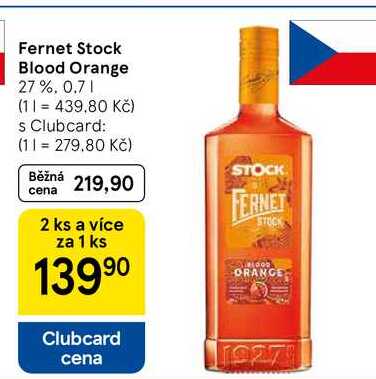 Fernet Stock Blood Orange 27%, 0.7 l v akci
