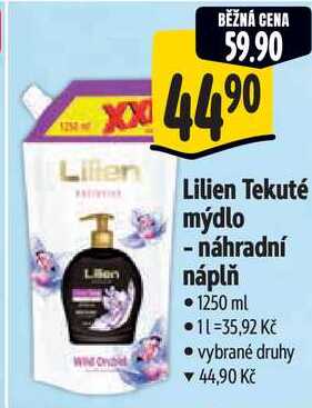 Lilien Tekuté mýdlo - náhradní náplň, 1250 ml 