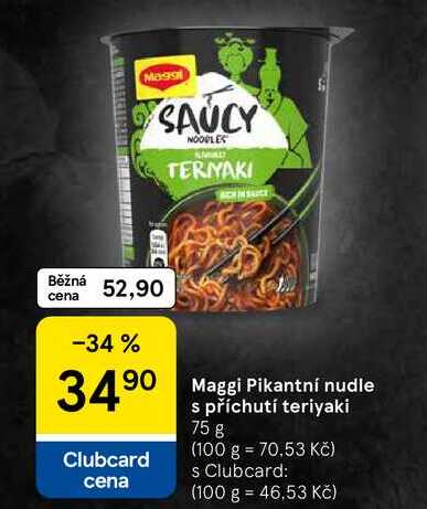 Maggi Pikantní nudle s příchutí teriyaki, 75 g 
