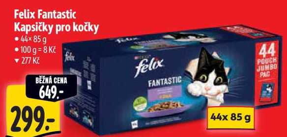 Felix Fantastic Kapsičky pro kočky, 44x 85 g